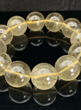 利比亚黄金陨石圆珠手链 黑金稀有材质通透明亮