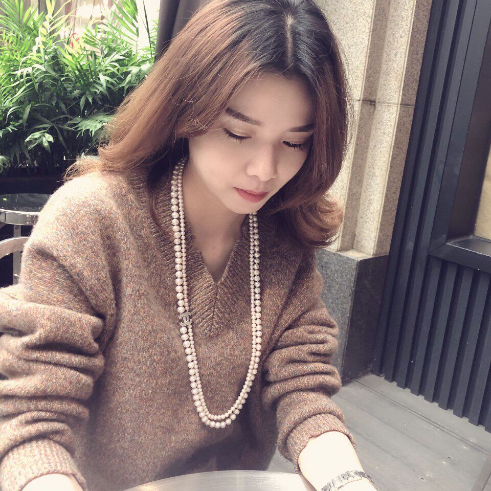 抖音网红韩版双层淡水珍珠毛衣链天然淡水珍珠毛衣链双层多层长链