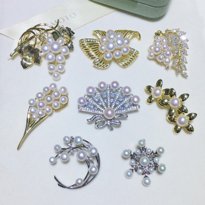 秋季上新小清新系列tain然淡水珍珠葡萄花朵雪花胸针胸花配饰