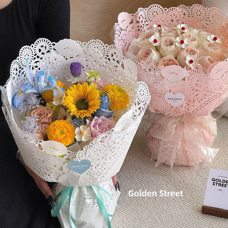 花束包装海盐芝士镂空花束包装立体蕾丝花边方形圆形鲜花花艺材料,鲜花速递/花卉仿真/绿植园艺,花艺包装纸,淘宝优惠券,粉丝福利购,淘宝优惠卷
