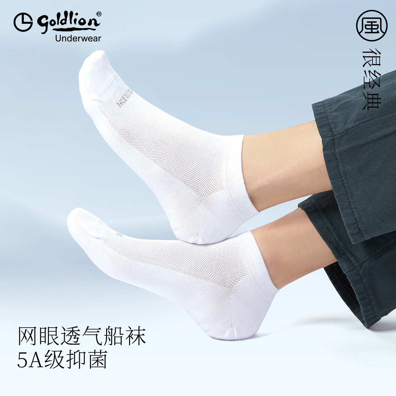 金利来袜子男夏季短袜纯棉全棉防臭网眼透气男生黑白男士船袜