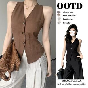 复古气质马甲背心女夏季 设计感无袖 外穿2025新款 时尚 上衣 修身 法式