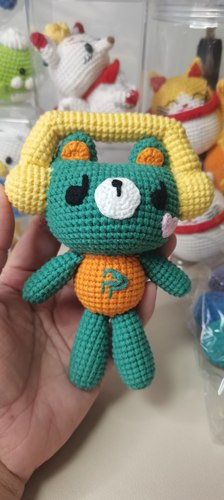 成品手工钩织彩色熊钥匙permpoon玩偶包包挂件毛线编织礼物可爱