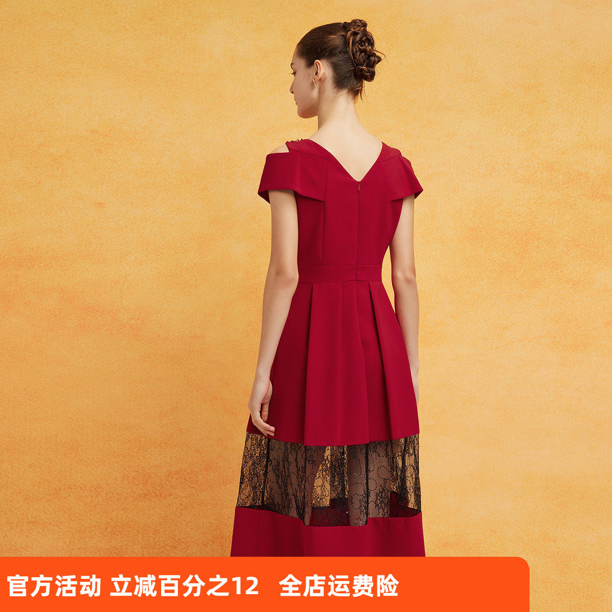 斯尔丽2024新款名媛淑女气质礼服露肩修身长款礼服宴会连衣裙