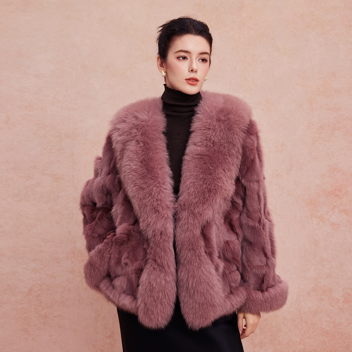 斯尔丽2025冬季新款进口狐狸毛贵妇皮草高级复古奢华皮草长外套