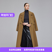 双面呢外套女简约气质收腰A摆中长款 斯尔丽23冬季 新款 大衣