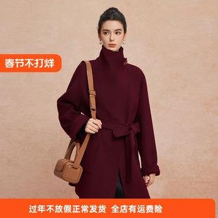 斯尔丽25新款软糯经典翻领欧范OL气质中长款大衣