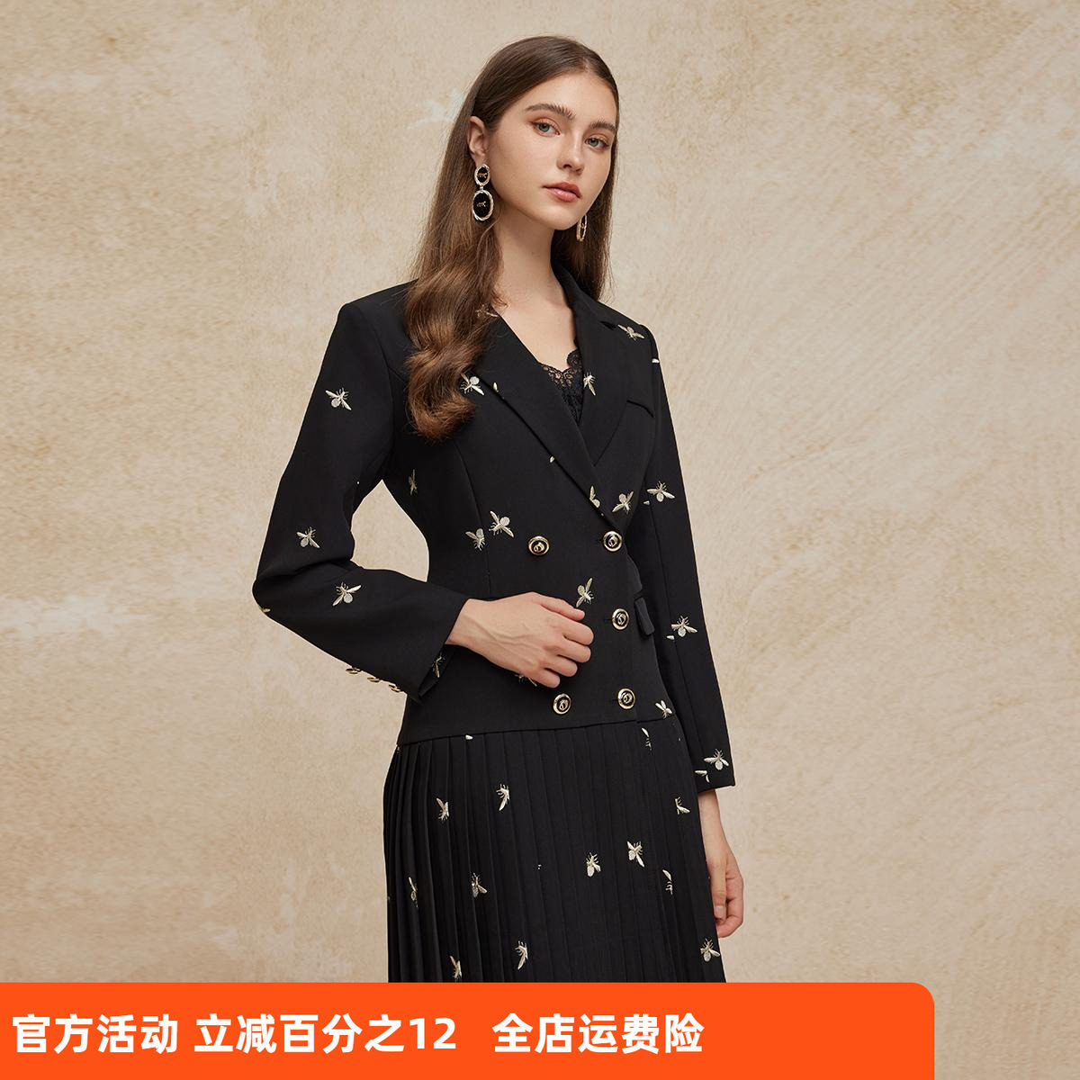 斯尔丽2024新款秋季收腰连衣裙