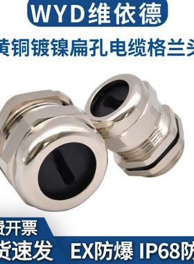 WYD铜镀镍扁孔电缆接头伴热带防水葛格兰头扁芯防水填料函压盖