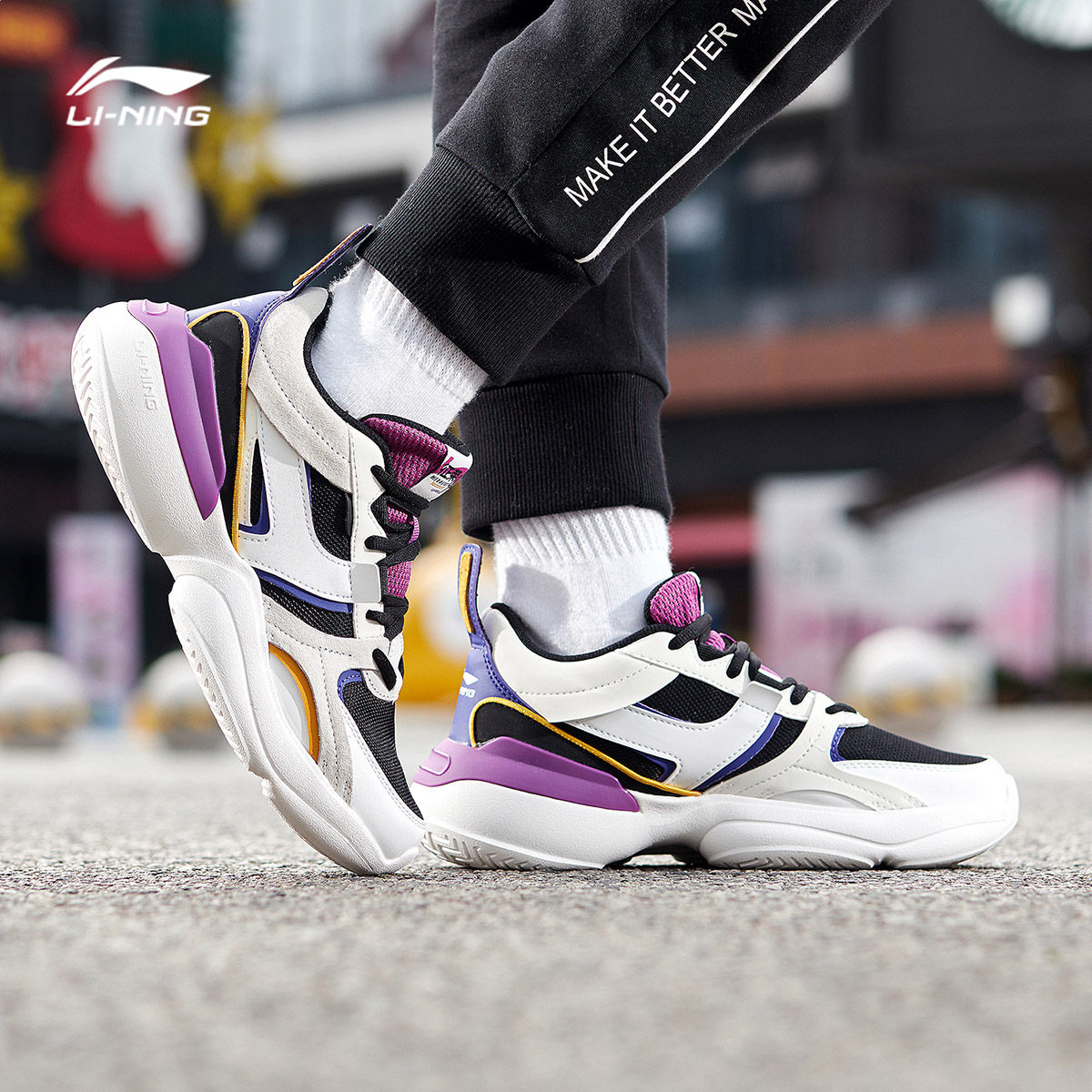 李宁运动时尚系列女子迪士尼联名潮流休闲鞋舒适女运动鞋aglp086