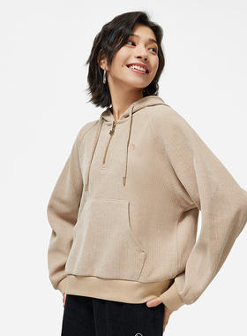 李宁冬季新款外套女子运动潮流时尚宽松绒感舒适连帽卫衣AWDT824