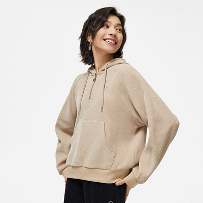 李宁冬季新款外套女子运动潮流时尚宽松绒感舒适连帽卫衣AWDT824