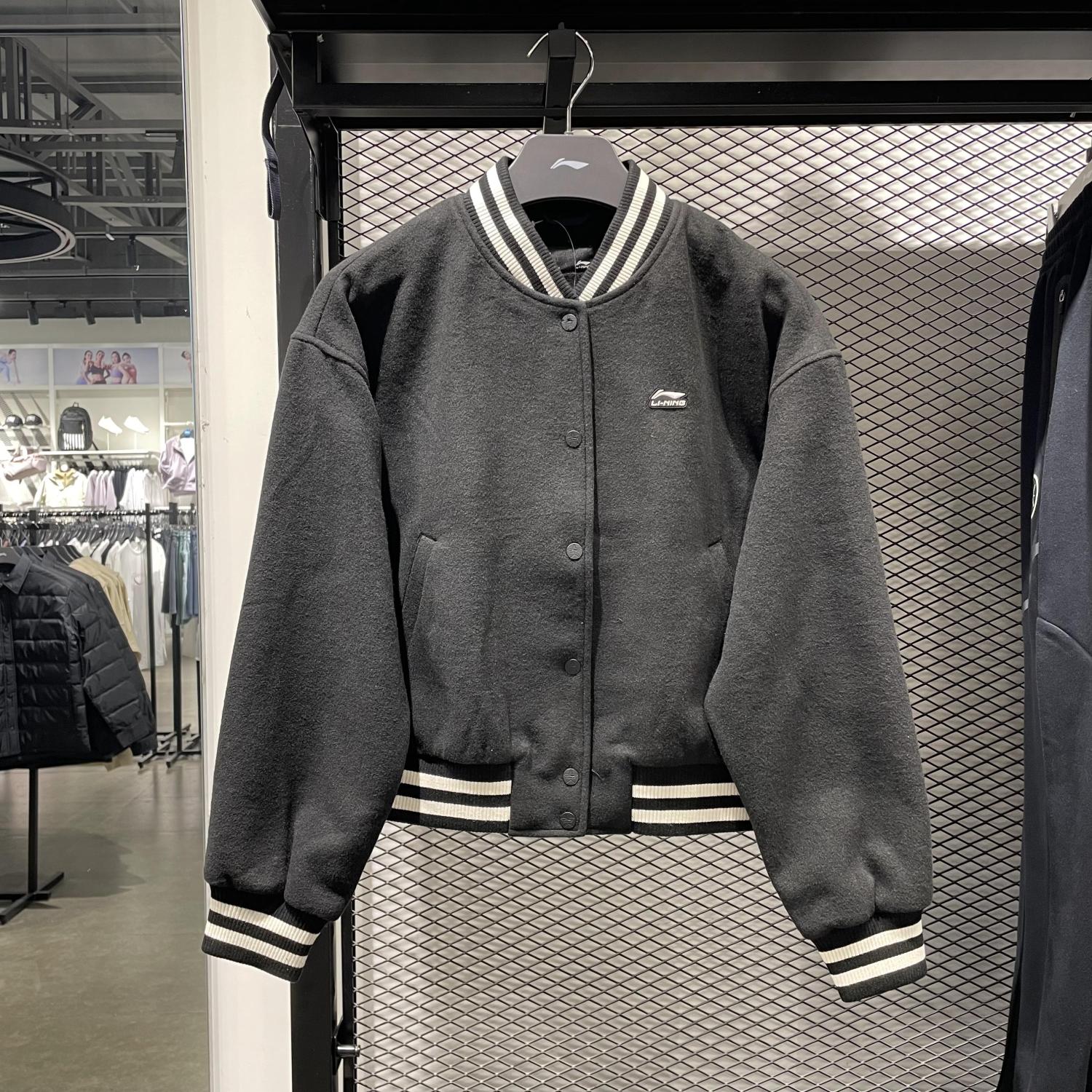 李宁女子秋冬新款夹克运动时尚潮流宽松运动休闲立领外套AJDT762