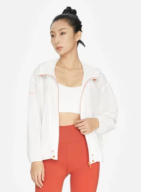李宁连帽防晒服女子2023夏新款健身系列宽松休闲防风外套AFDS378