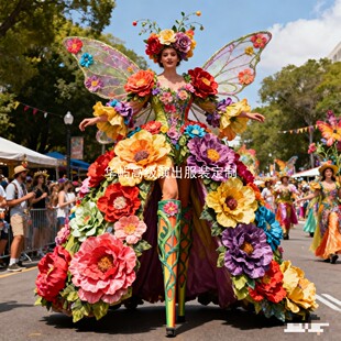 25年新款花仙子精灵高跷舞台演出服游乐园高级游园服表演服吸睛服