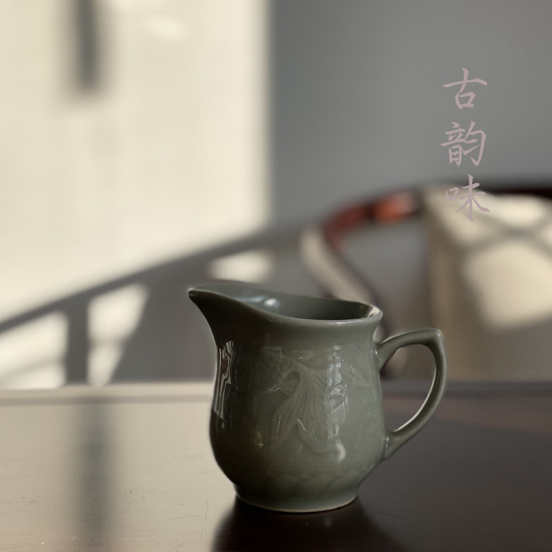 龙泉窑青瓷国营上垟瓷器文革瓷龙公道杯