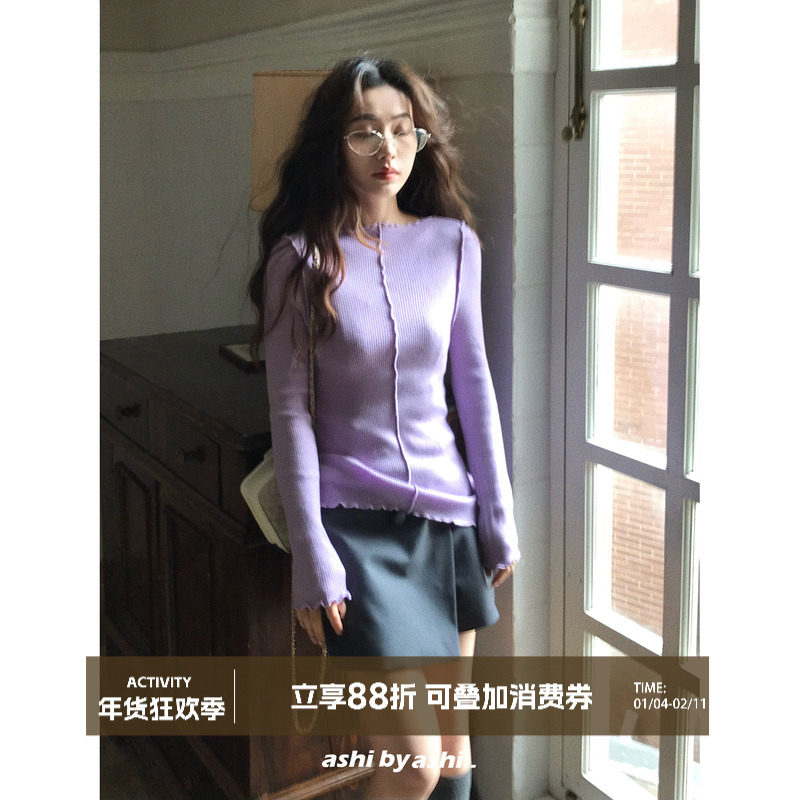 【01/20新品】大于诗集 漠河舞厅 波形卷边一字肩显瘦打底针织衫,女装/女士精品,毛针织衫,淘宝优惠券,粉丝福利购,淘宝优惠卷