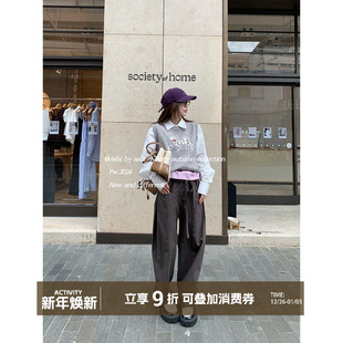 无束缚宽松撞色翻边抽绳立体香蕉伞兵休闲裤 大于诗集 city不city