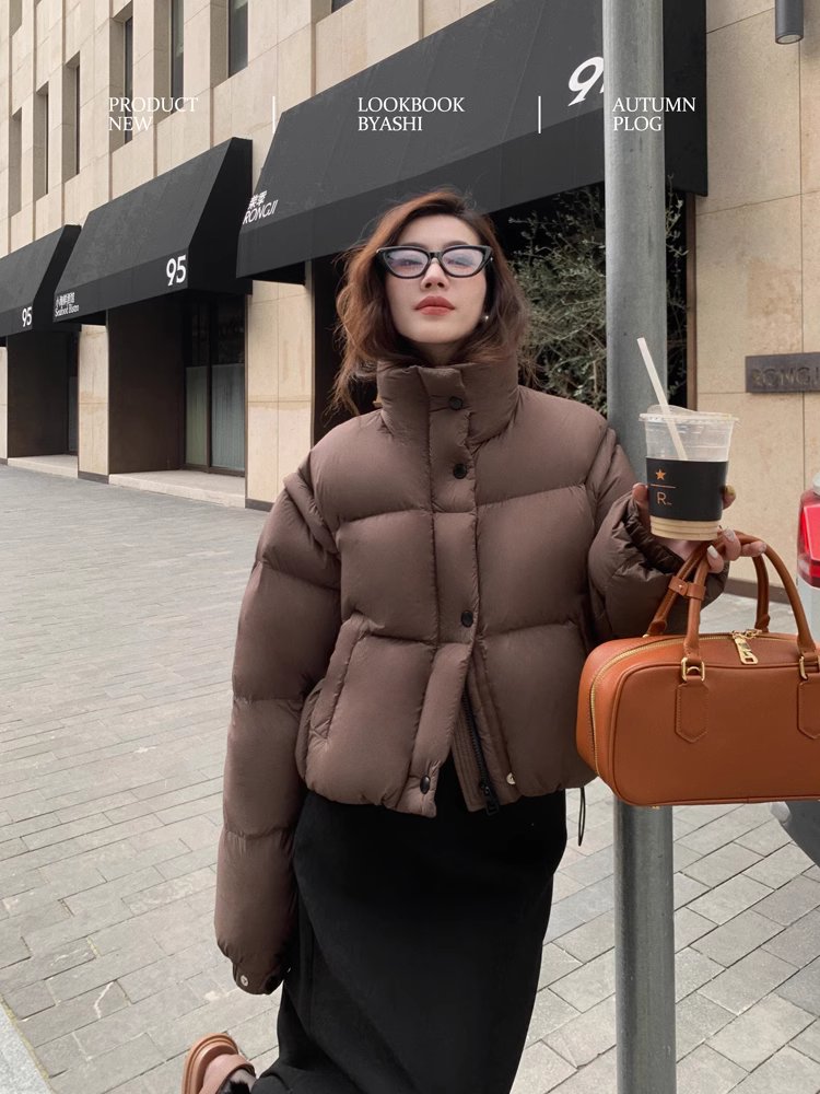 大于诗集袖子可拆卸羽绒服面包服