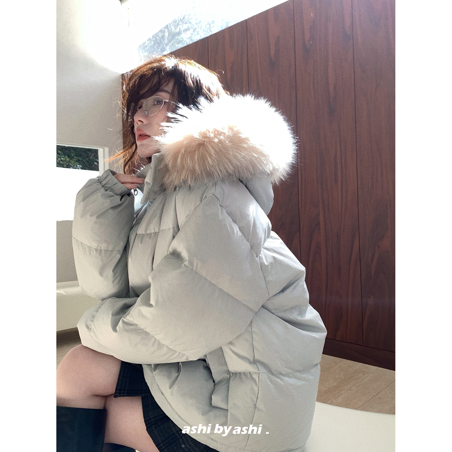 【12/08新品21点前七折】雾都恋人 貉子毛领90白鸭绒连帽羽绒服