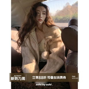 大于诗集 双色毛尖真兔毛加厚皮草外套女毛球保暖上衣 冬日爱丁堡