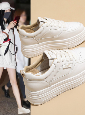 内增高女鞋厚底增高7cm松糕鞋2025秋冬新款时尚休闲运动小白鞋女