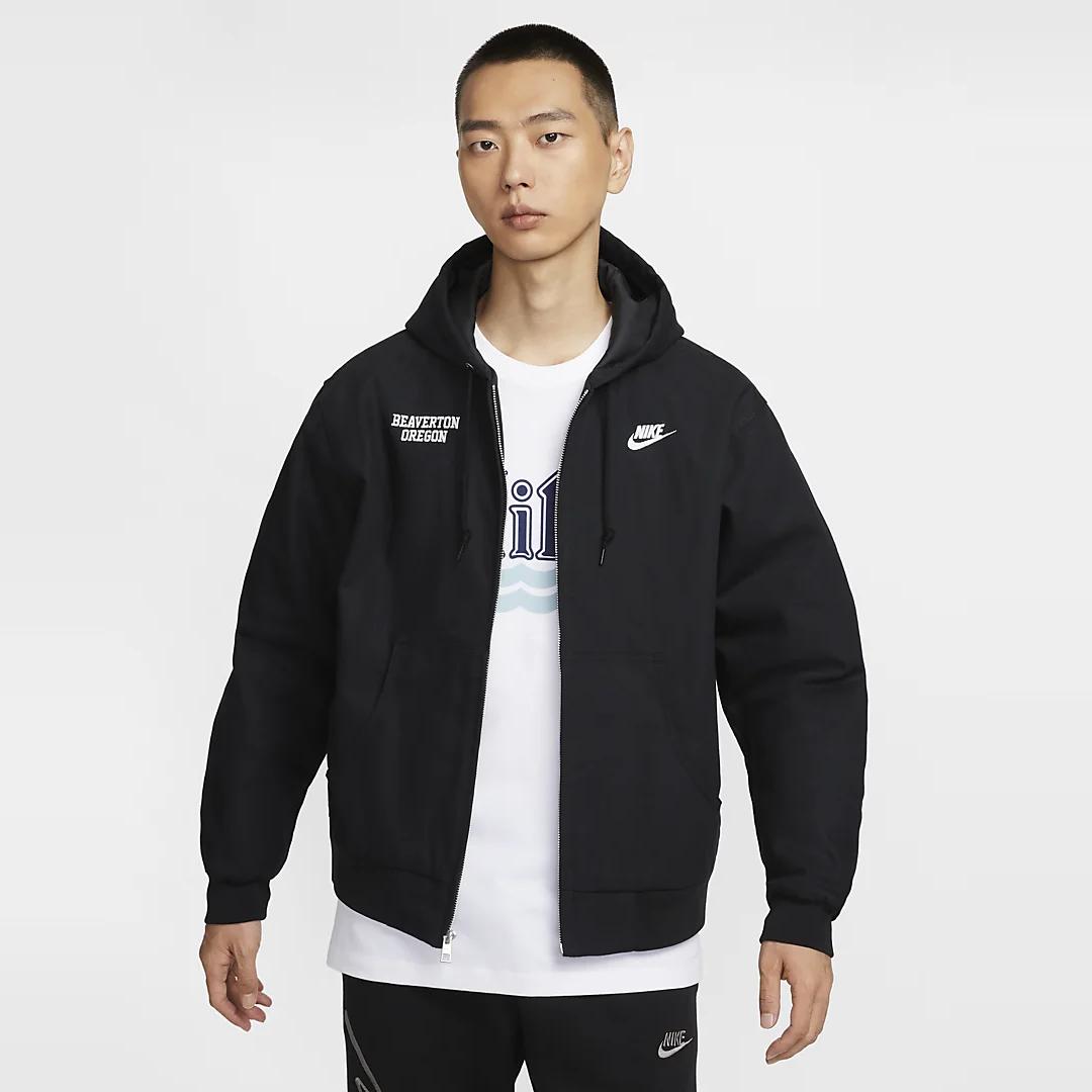 耐克男子冬季加厚保暖黑色工装风棉服夹克外套HV1738-010