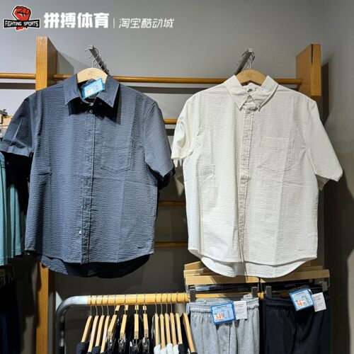正品Nike耐克男短袖泡泡纱系扣衬衫夏季宽松机能风休闲FN3223
