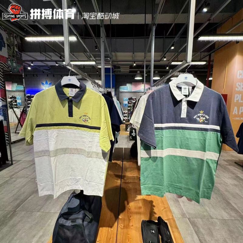 正品adidas三叶草迪士尼联名男女拼色运动短袖POLO衫 JL6478