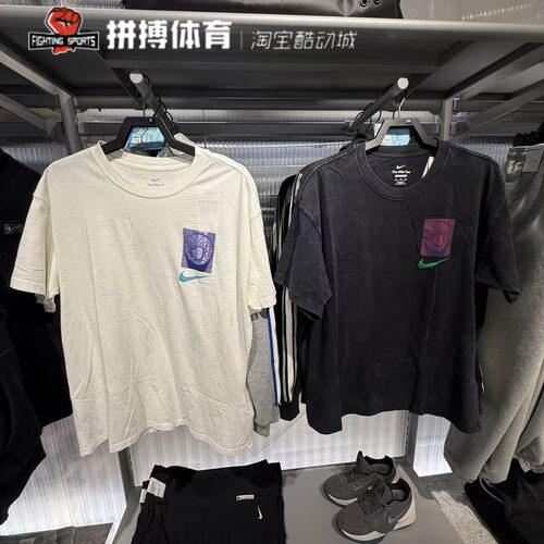 耐克男短袖2025夏时尚休闲针织透气圆领篮球运动T恤棉 HJ3326-010