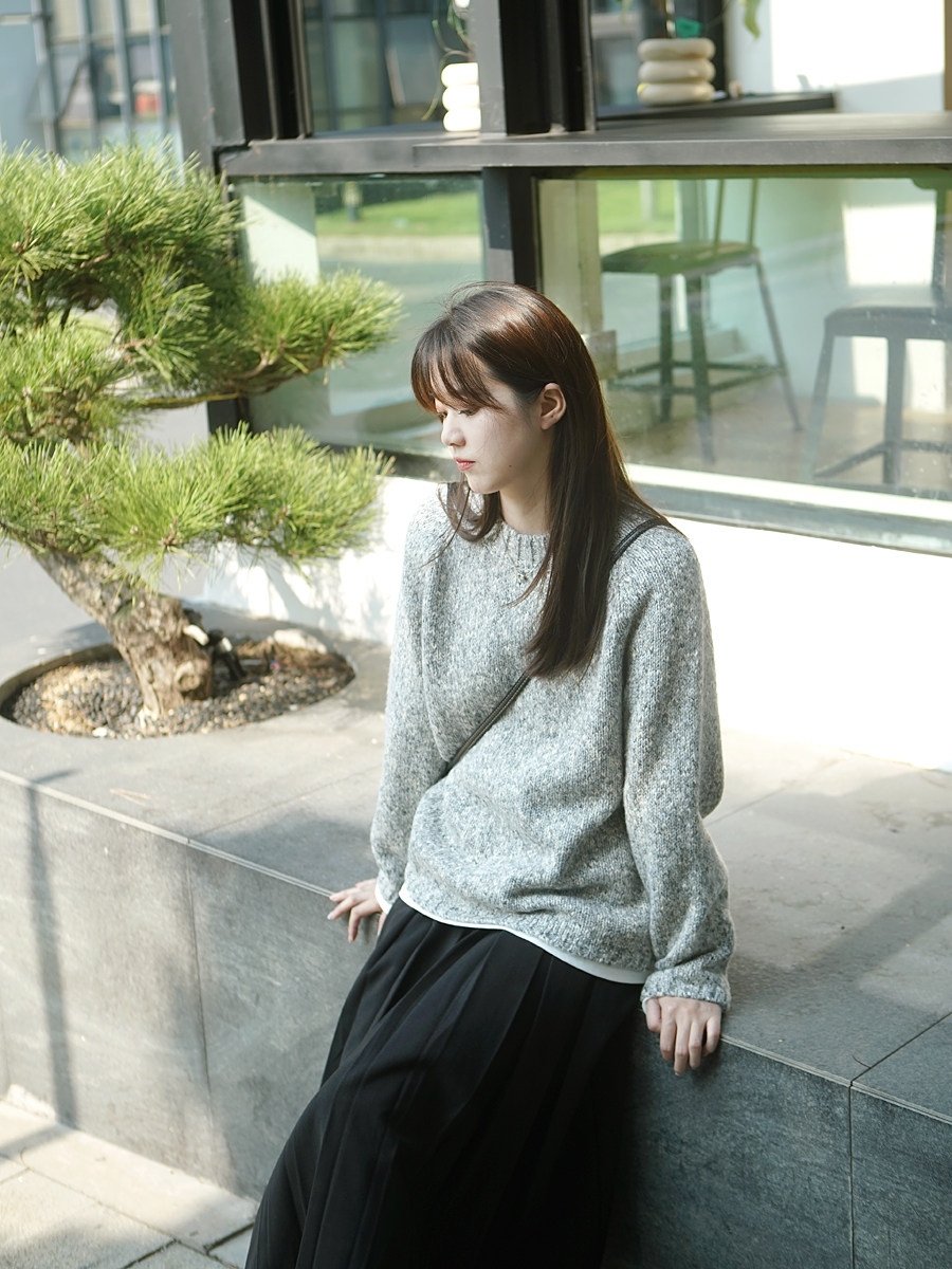 清仓不退换货/白线流/温柔风开叉毛衣女秋冬小众杂色线加厚针织衫