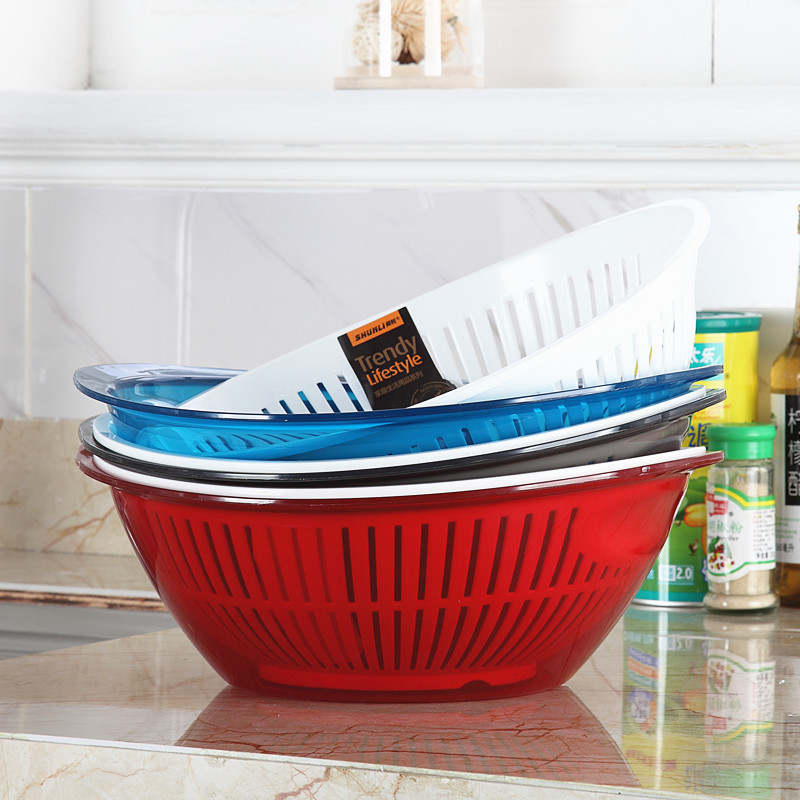 双层加厚塑料洗菜盆多用漏盆厨房洗菜篮子水果篮沥水盆蔬菜滴水筐