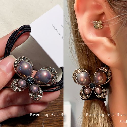 紫色蝴蝶【发绳】韩国发饰三根皮筋头绳