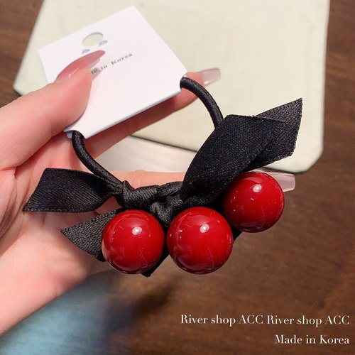 新年3颗红色球球发绳【抓夹】蝴蝶结