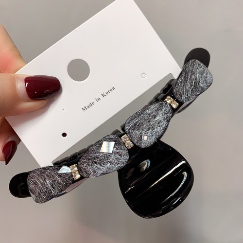 12cm冷萃拉丝【抓夹】韩国进口发饰蝴蝶结大号鲨鱼夹（中等发量）