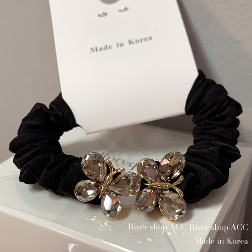 两只蝴蝶 【发圈】韩国发饰K9水晶头绳