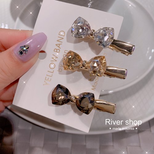 迷你发卡子边夹水晶蝴蝶结