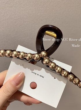太高级了～11cm/13cm咖金色珍珠水钻【抓夹/鲨鱼夹】韩国东大门新