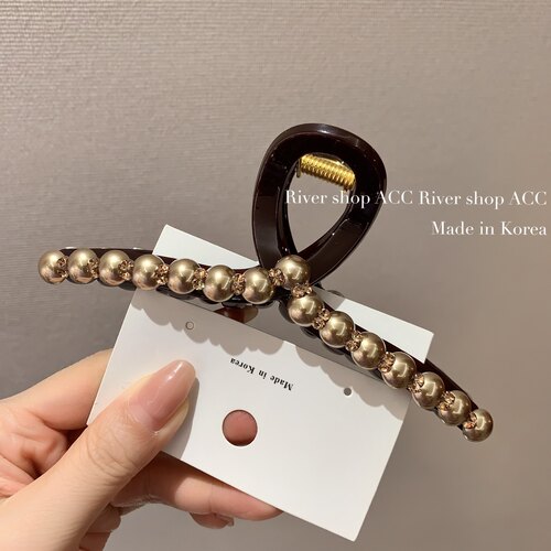 太高级了～11cm/13cm咖金色珍珠水钻【抓夹/鲨鱼夹】韩国东大门新
