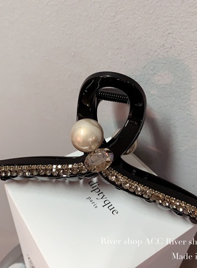 13cm青灰色/米灰色【大抓夹】韩国发饰小闪钻水晶闪闪鲨鱼夹_2024