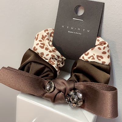 钻球蝴蝶结豹纹【发圈】韩国发饰粗发绳大肠发绳弹力皮筋皮套头绳