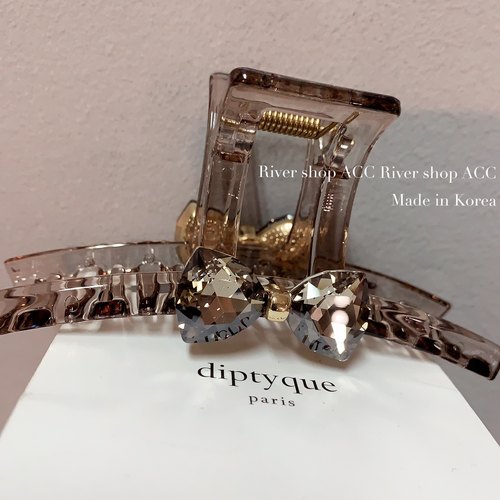 11cm冰透茶色水晶蝴蝶结【抓夹】韩国发饰/中等发量盘发抓子发卡