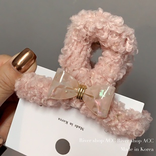 8cm羊毛圈醋酸蝴蝶结【抓夹】韩国发饰中号鲨鱼夹发夹发抓