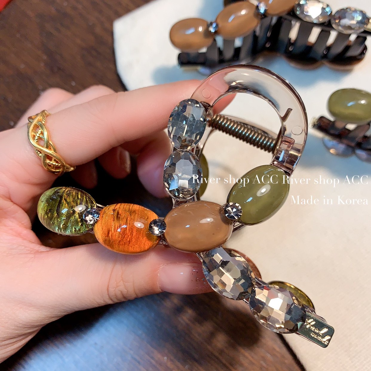 推荐推荐～8cm龟面水晶【抓夹】韩国发饰闪闪发夹全抓发卡盘发抓