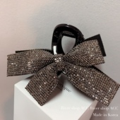 素蝴蝶结鲨鱼夹 韩国发饰施华家水晶元 13cm奢华感满天星 抓夹