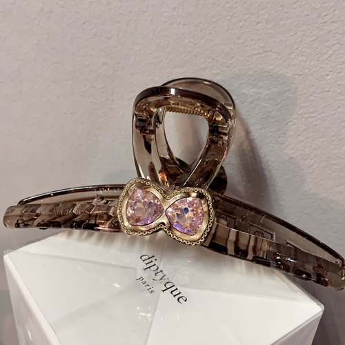 13cm粉水晶蝴蝶结【抓夹】韩国发饰鲨鱼夹