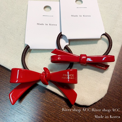 新年红色醋酸蝴蝶结【发绳】韩国发饰