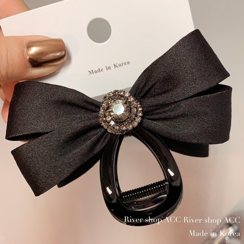 8cm缎面蝴蝶结【抓夹】韩国发饰中号鲨鱼夹