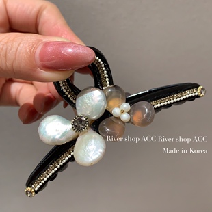 9cm巴洛克珍珠幸运草【抓夹/鲨鱼夹】少发量中号发夹