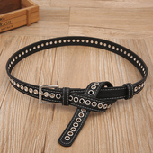 带铆钉 饰牛仔裤 天天特价 皮带女细腰带休闲简约百搭镂空针扣装